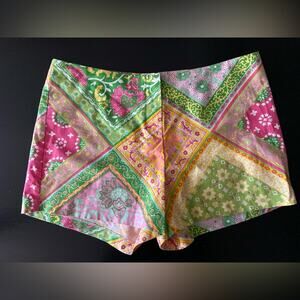 LIDI Colorful Spring Floral Patchwork Shorts sz 10